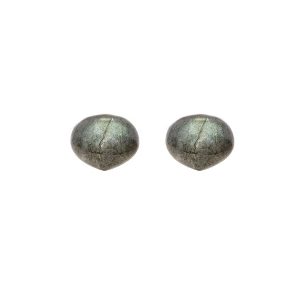 Labradorite, grey, smooth teardrop, onion shape, 11x9mm