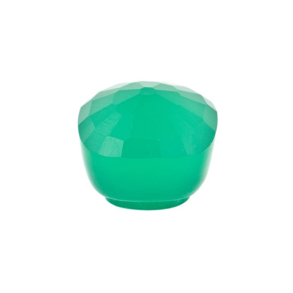 Agate, dyed, green, faceted, button, antique shape, 12 x 12 mm