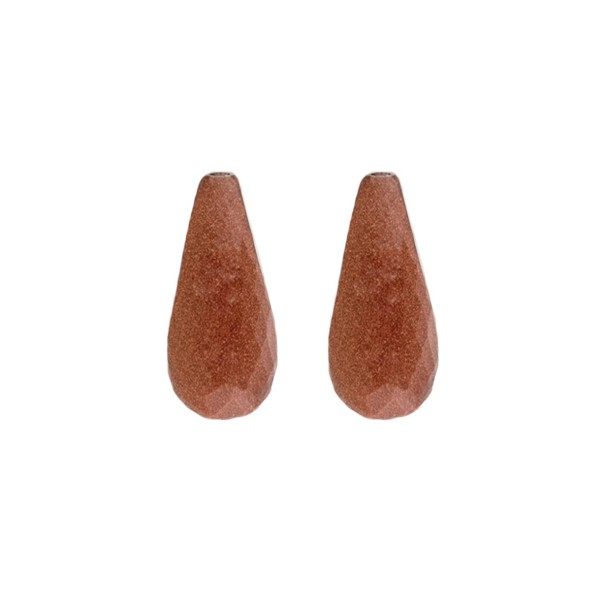 Goldstone, golden color, teardrop, faceted, 22 x 10 mm